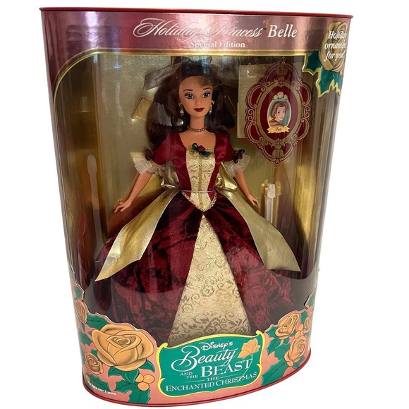 NEW Disney Princess BELLE BARBIE DOLL Beauty & The Beast 1997 Holiday Collection - Picture 5 of 5